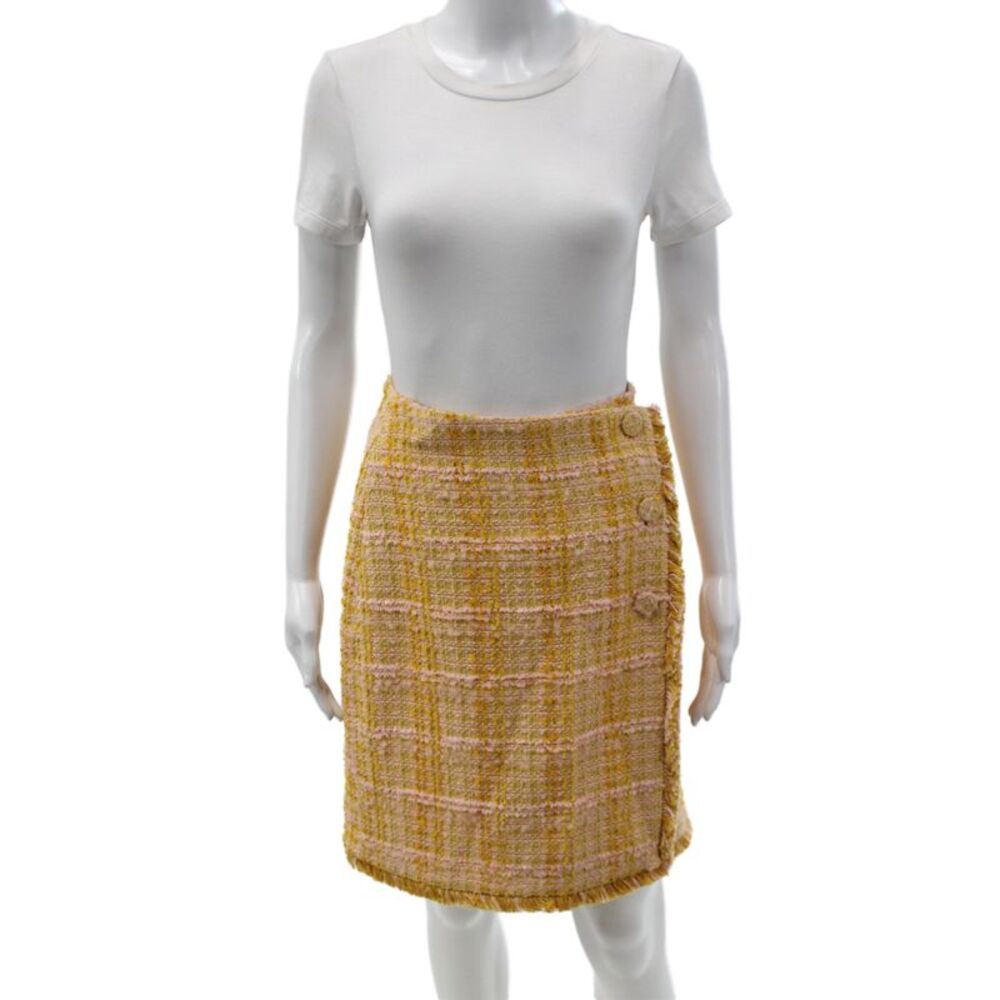 Sara Roka Womens Mini Skirt Multicolor Plaid Cotton Button Short Size 40
